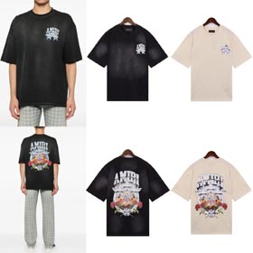 Amiri Fashion Logo-druk stretch-knit koszulki-1629  