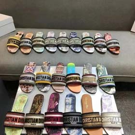 Dior 2025 nowe lato prawdziwa skóra list haftowana bielizna damska kapcie-2336  