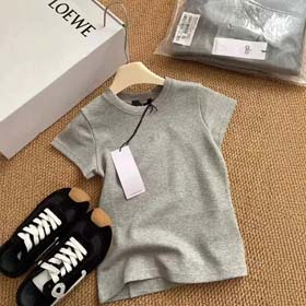 ALO 2025 wiosna i lato Nowe odchudzanie okrągłej szyi jednokolorowe drukowane All-match krótki rękaw  