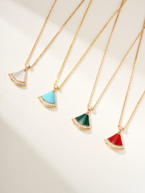 Bulgari wentylator biały matki perły diament różowe złoto karnelian niebieski zielony wisiak naszyjn  