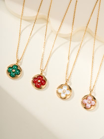 Louis Vuitton LV cztery liście koniuszka diamentowy naszyjnik-3783  