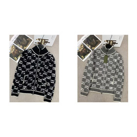 Gucci pisma pełny zamek stojąc kołnierz sweter z długim rękawem-4307  