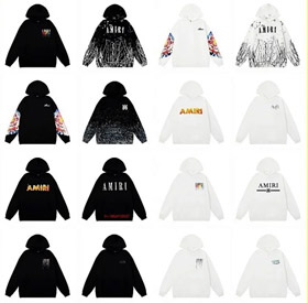 AMIRI farba atramentowa gwiazdkowe niebo pęknięcie jednorożca ręka sweater z kapturem-4494  