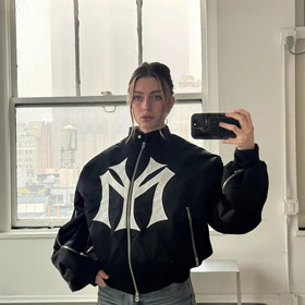 Mowalola Zip-Up haftowany bomber kurtka-4819  