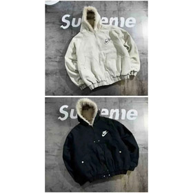 Nike nowa haftowana swoosh z kapturem z włóknem wyłożona kurtka z bawełną-5079  