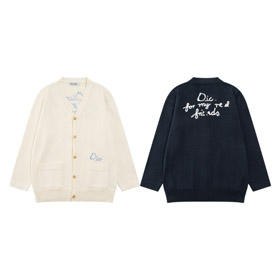 Dior list logo haftowane casual luźna wełna dzianina sweter-5316  