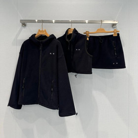 Miu Miu nowa kolekcja zestaw haftowane logo fleece kapturem kurtka-5363  