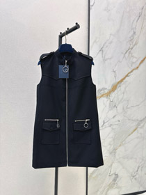 Louis Vuitton (LV) nowa sukienka bez rękawów z zamkiem i kołnierzem stand-up-5389  