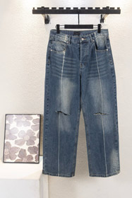 Balenciaga w stylu vintage nowe zerwane i umyte luźne szerokonogowe dżinsy-5432  