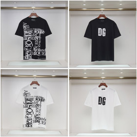 Alexander McQueen list-druk szyi załogi krótki rękaw casual T-shirt-5435  