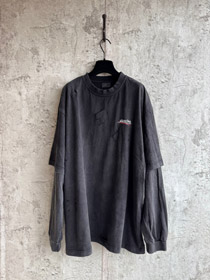 Balenciaga luźno dopasowana sztuczna dwuskładkowa koszulka z długim rękawem-5466  