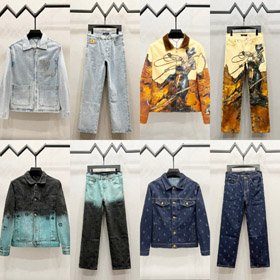 Louis Vuitton LV nowa kolekcja pełne logo haftowane gradient denim set-5478  