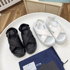 Prada nowe skórzane sandały platformy z zamknięciem Velcro-5739  