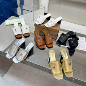 Burberry nowy metalowy list logo wysokie obcasy sandały slajdowe-5757  