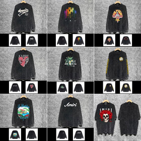 AMIRI popularne kłopoty myć drukowane długi rękaw T-shirt-5864  