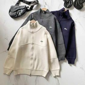 Lacoste prosty kołnierz z zamkiem w górę w dzianinie kurtka-5893  