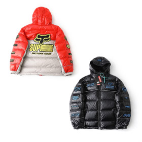 Najwyższy x Fox Racing błyszczący kapturem Casual Down Jacket-5919  
