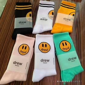 Nowe Drew Smiley Face skarpetki Justin Bieber ten sam styl mężczyzn i kobiet mid-teletka skarpetki h  
